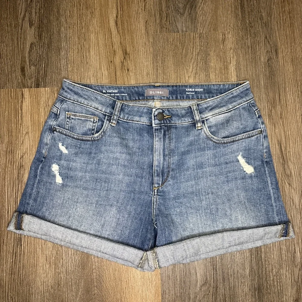 DL1961 Womens Denim Karlie Boyfriend Fit Cut Off Shorts‎ Blue Cotton Size 30